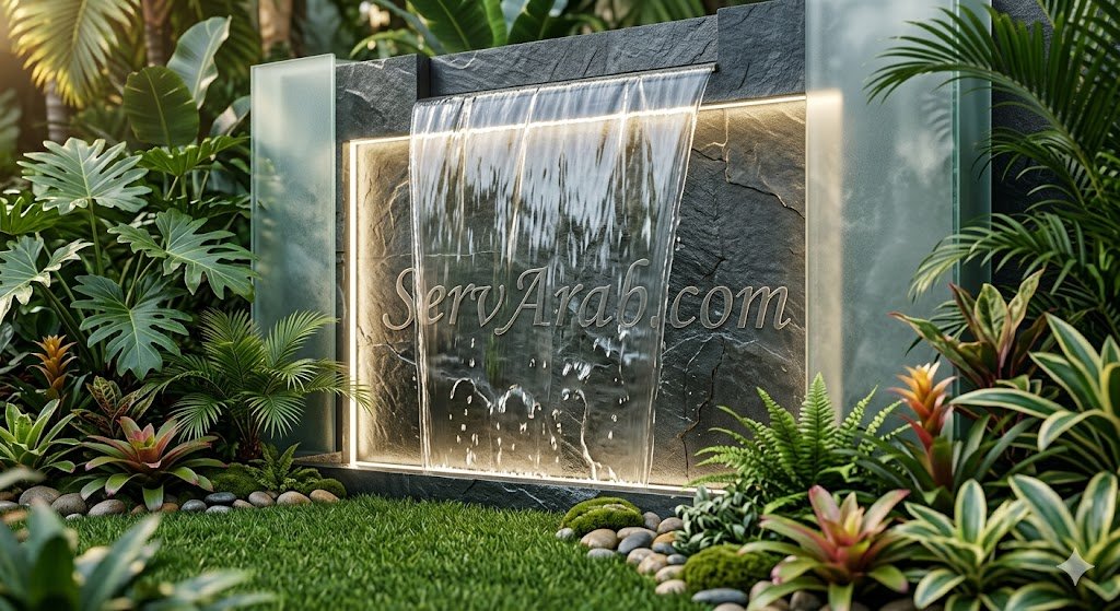 تركيب شلالات جدارية ونوافير كجزء من عملية تنسيق حدائق في الخبر