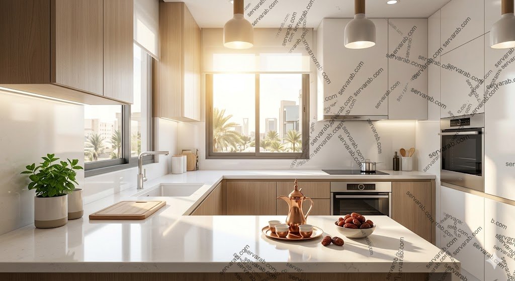 مطبخ سعودي نظيف وخالي من الحشرات بعد خدمة الرش من افضل شركة مكافحة حشرات بالرياض