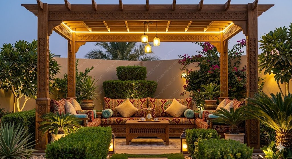 تصميم جلسات خارجية فاخرة داخل الحديقة