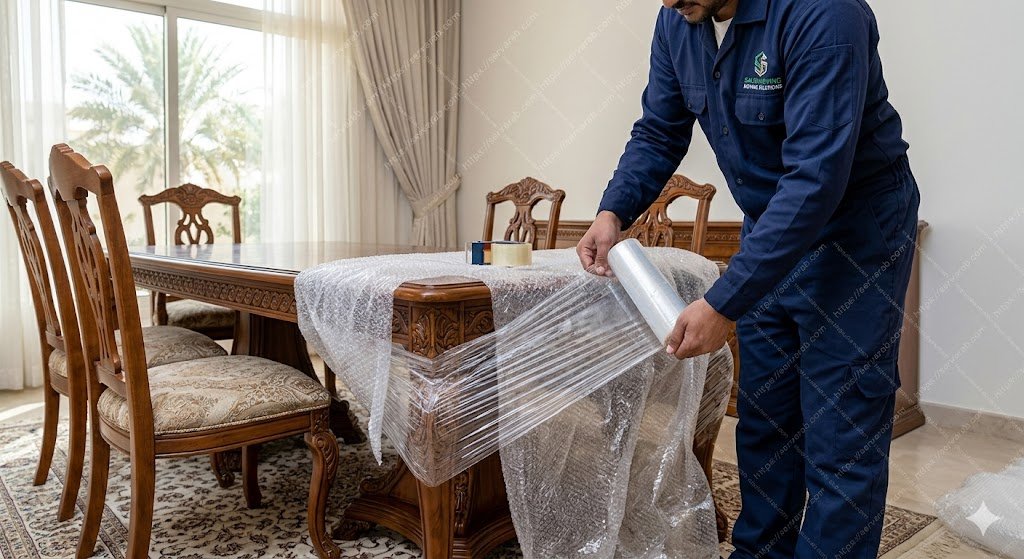 تغليف الأثاث باحترافية شديدة لضمان سلامة نقل العفش خارج الرياض