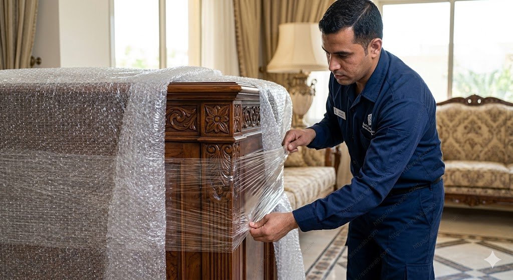 تغليف الأثاث باحترافية شديدة لضمان سلامة نقل اثاث الرياض حائل