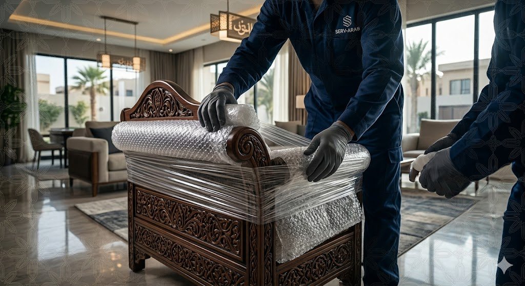 تغليف الأثاث قبل النقل عمالة محترفة تقوم بتغليف العفش قبل نقل اثاث من الرياض الي الخرج