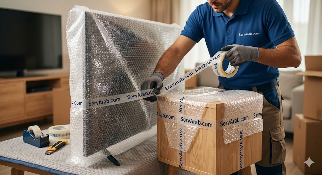 تغليف الأجهزة والأثاث باحترافية لضمان سلامة نقل اثاث الرياض سكاكا