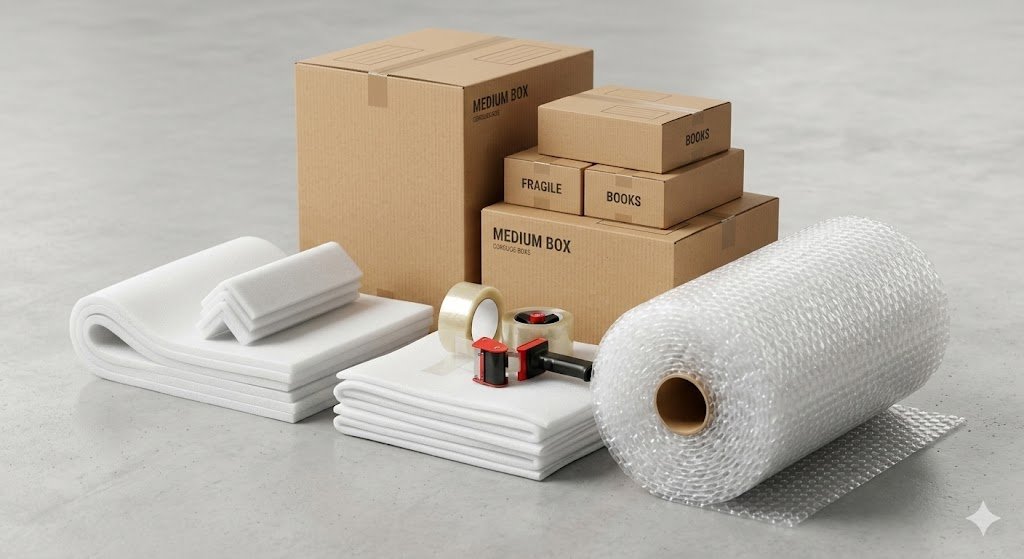 مواد تغليف الأثاث من كراتين قوية ورولات فقاعية لضمان حماية المنقولات